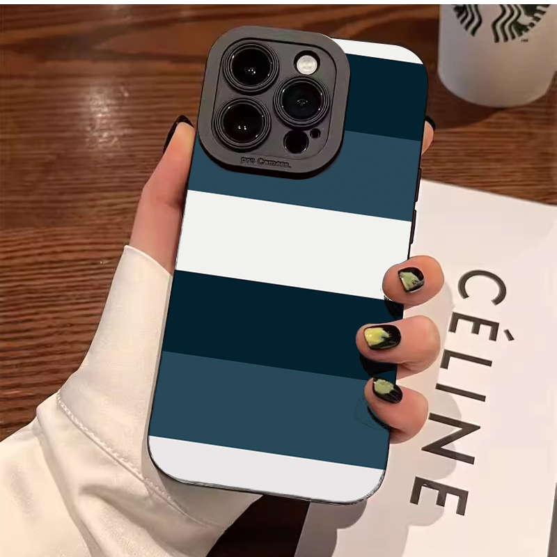 Phone Cases Blue - 블루 화이트 스트라이프 패턴 폰 케이스