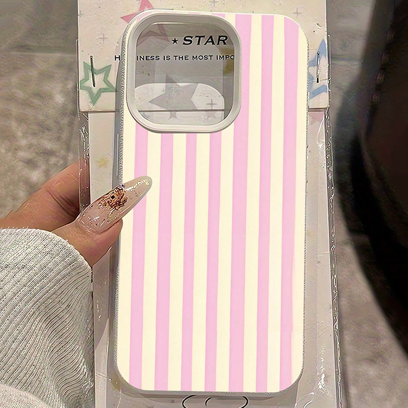 Phone Cases Blue - 심플한 핑크색 세로 줄무늬 리치 패턴