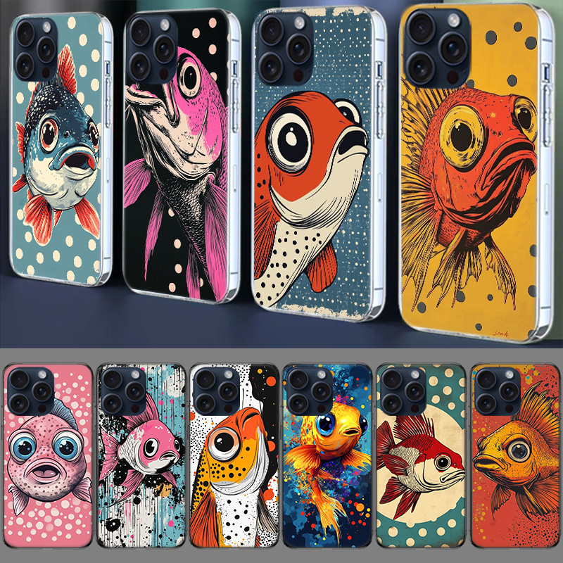Phone Cases Drawing Ideas - 팝아트 그림 디자인 물고기 투명 폰