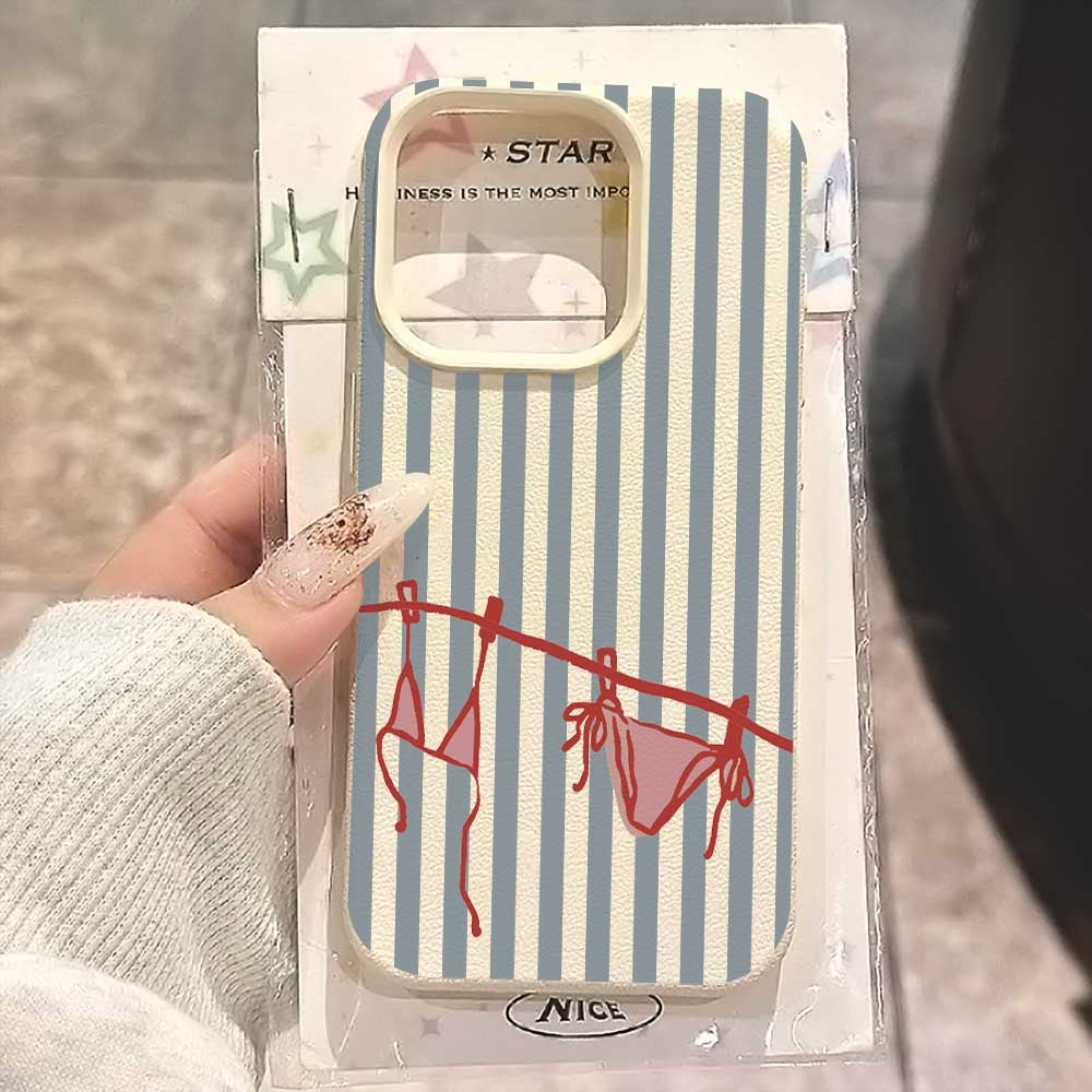 Phone Cases Blue - 블루 화이트 스트라이프 비키니 디자인 아이폰