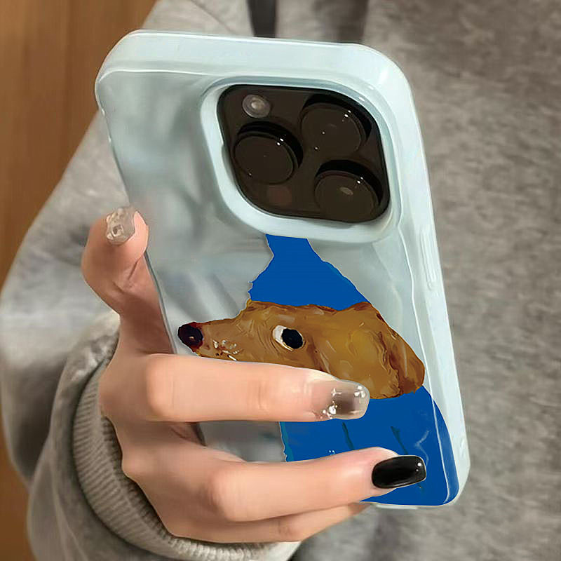 Phone Cases Blue - 블루햇 퍼피 폴드 텍스처 소프트 실리콘