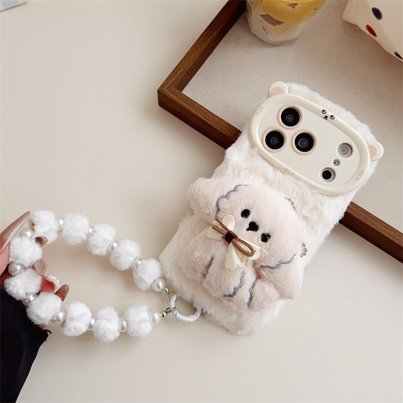 3D 만화 리본 강아지 따뜻하고 폭신한 플러시 폰 케이 - Phone Cases Iphone 17 리뷰 및 가격