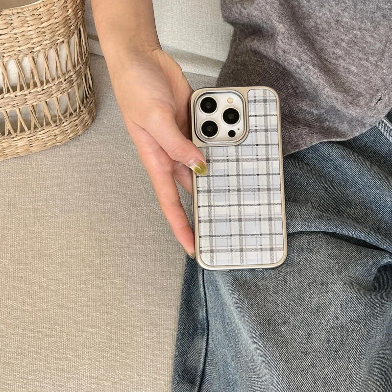 한국 인스 에폭시 블루 체크무늬 패턴 방탄 창의적 귀여 - Phone Cases Blue 리뷰 및 가격
