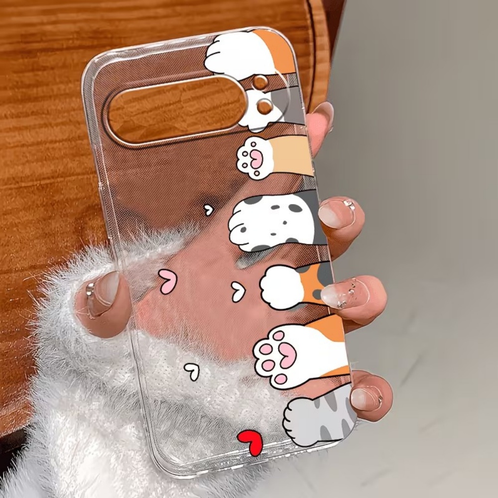 만화 고양이 발자국 크리스탈 투명 실리콘 폰 케이스 ( - Phone Cases Pixel 9A 리뷰 및 가격