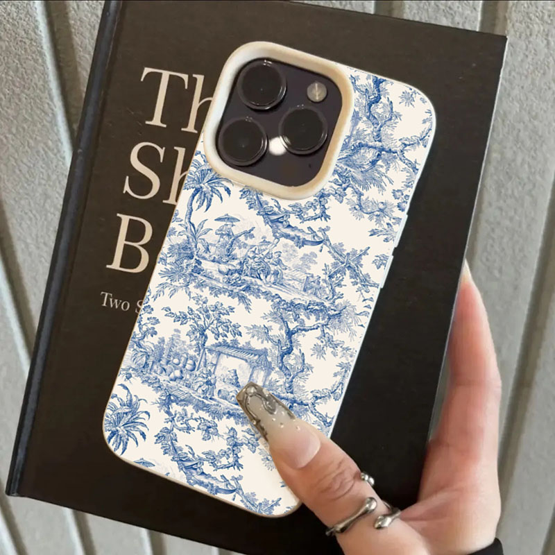 패션 블루 화이트 도자기 폰 케이스 (아이폰 17 16 - Phone Cases Blue 리뷰 및 가격
