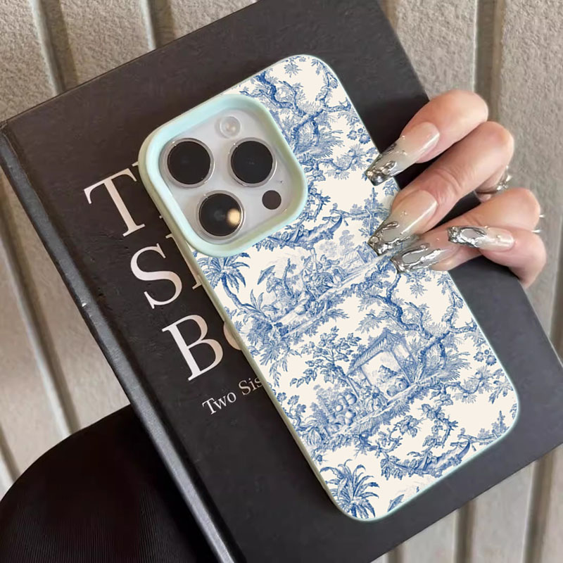 패션 블루 화이트 도자기 폰 케이스 (아이폰 17 16 - Phone Cases Blue 리뷰 및 가격