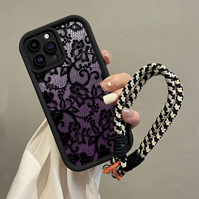 블랙 퍼플 레이스 핸드 스트랩 폰 케이스 삼성 갤럭시  - Phone Cases With Loop 리뷰 및 가격