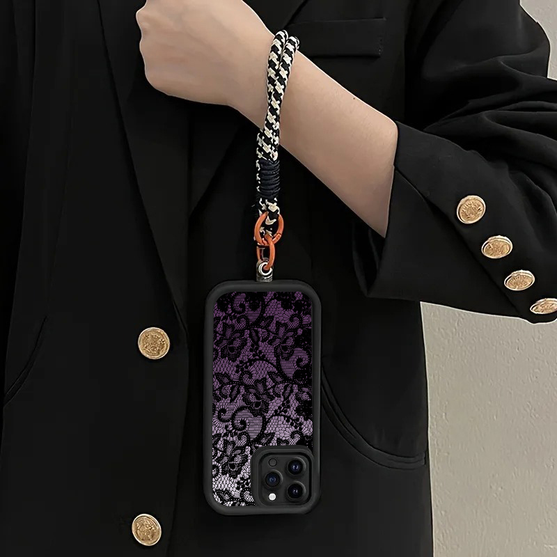 블랙 퍼플 레이스 핸드 스트랩 폰 케이스 삼성 갤럭시  - Phone Cases With Loop 리뷰 및 가격