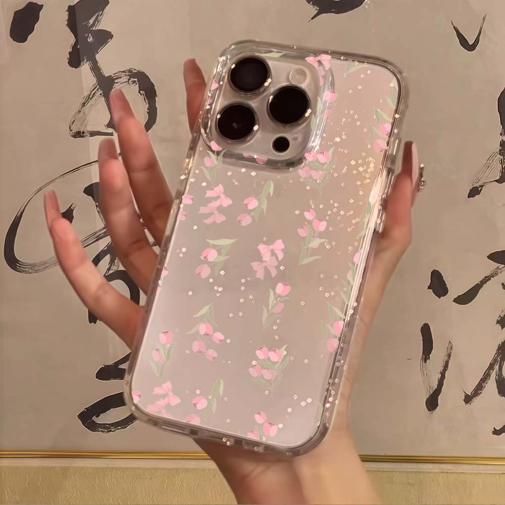 럭셔리 블루 플라워 클리어 글리터 폰 케이스 (아이폰  - Phone Cases Blue 리뷰 및 가격