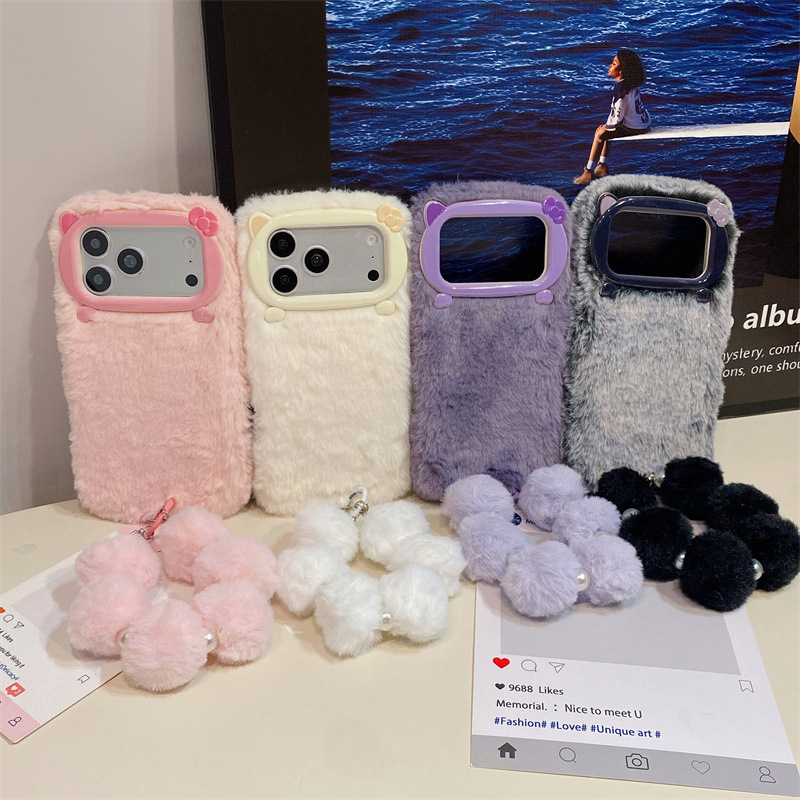 고급 솔리드 컬러 퍼리 플러시 폰 케이스 (아이폰 17 - Phone Cases Iphone 17 리뷰 및 가격