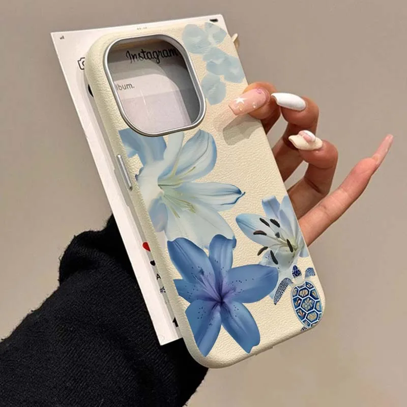 우아한 블루 릴리 패턴 폰 케이스 (레드미 11 12  - Phone Cases Blue 리뷰 및 가격