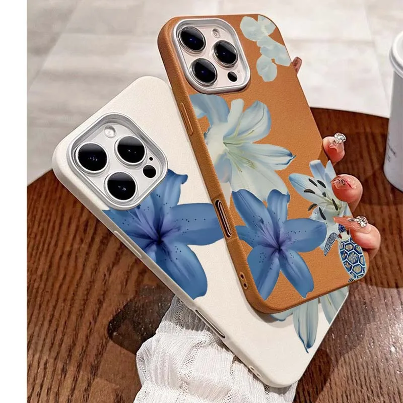 우아한 블루 릴리 패턴 폰 케이스 (레드미 11 12  - Phone Cases Blue 리뷰 및 가격