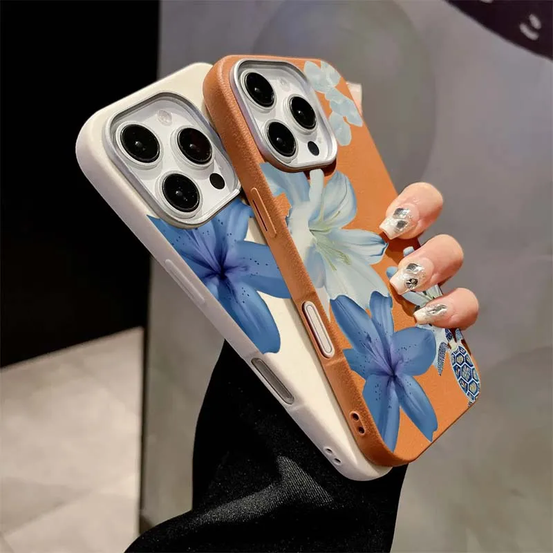 우아한 블루 릴리 패턴 폰 케이스 (레드미 11 12  - Phone Cases Blue 리뷰 및 가격
