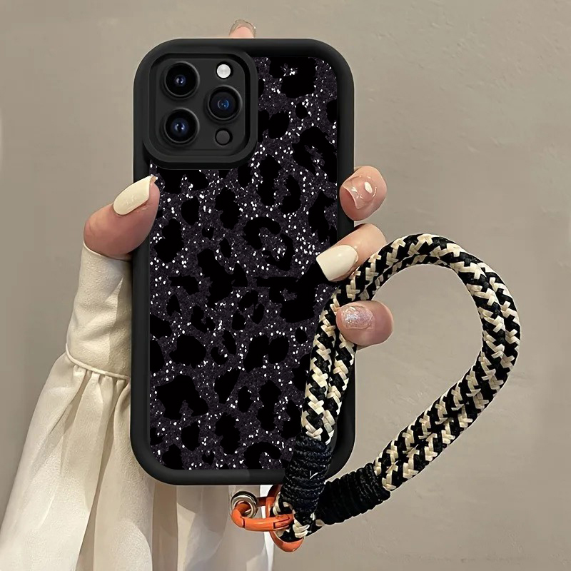 검은색 반점 표범 무늬 핸드 스트랩 폰 케이스 (삼성  - Phone Cases With Loop 리뷰 및 가격
