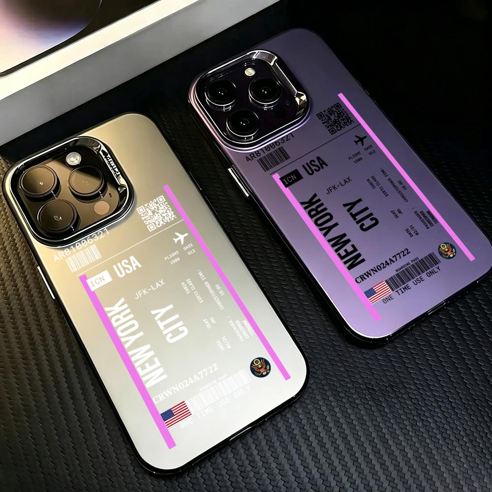 뉴욕 항공권 디자인 컬러풀 실버 폰 케이스 (아이폰 1 - Phone Cases York 리뷰 및 가격