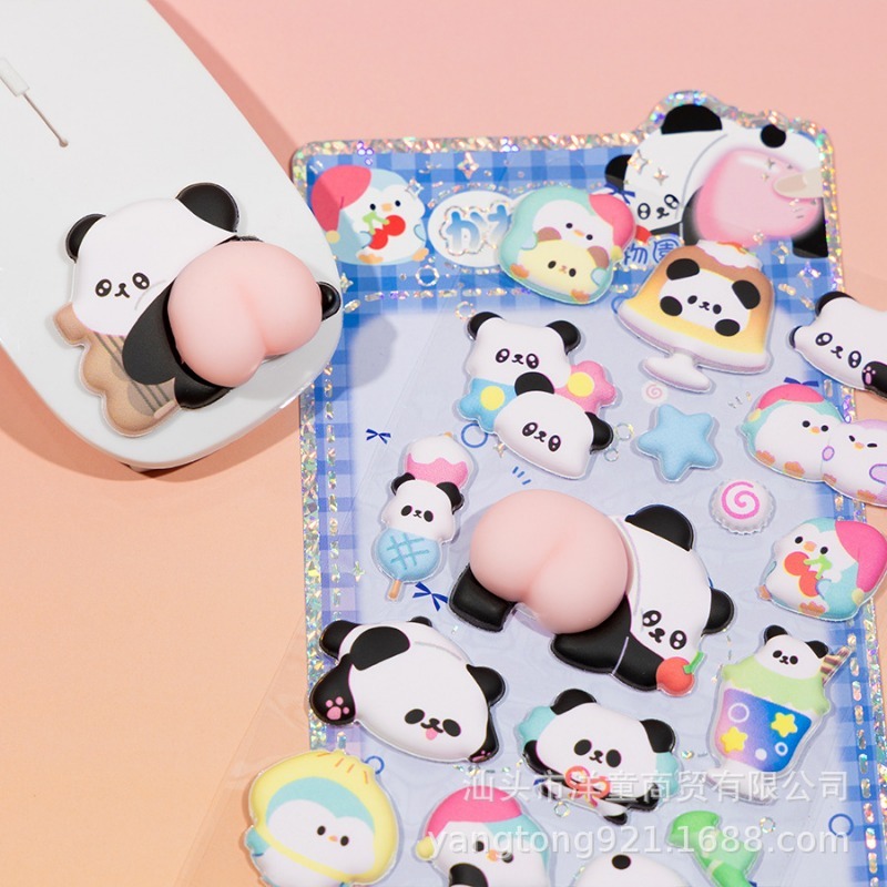 귀여운 3D 판다 만화 스트레스 해소 고무 장식 스티커 - Phone Cases Rubber 리뷰 및 가격