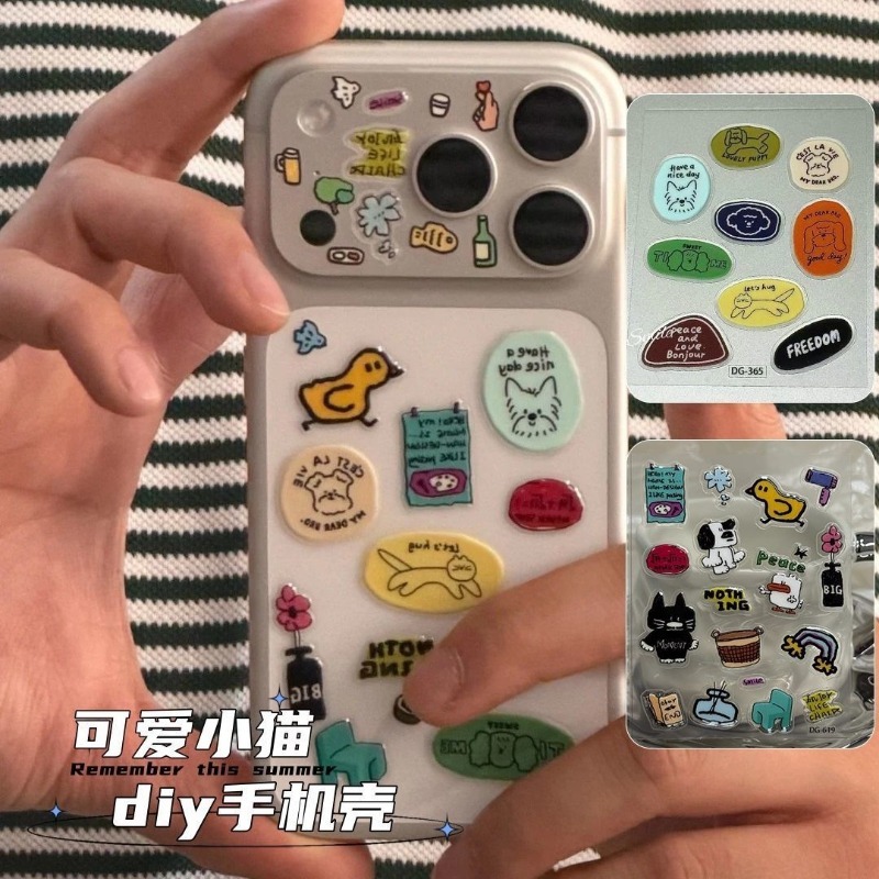 귀여운 만화 고양이 강아지 3D 투명 레진 스티커 젤리 - Phone Cases Rubber 리뷰 및 가격