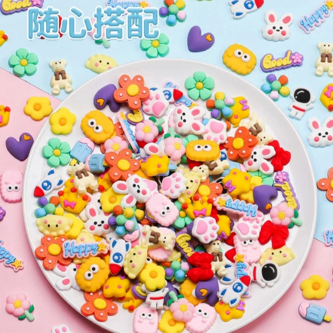 100개 DIY 혼합 꽃 동물 소프트 고무 스티커 -  - Phone Cases Rubber 리뷰 및 가격