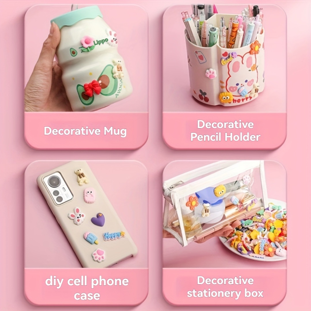 100개 DIY 혼합 꽃 동물 소프트 고무 스티커 -  - Phone Cases Rubber 리뷰 및 가격