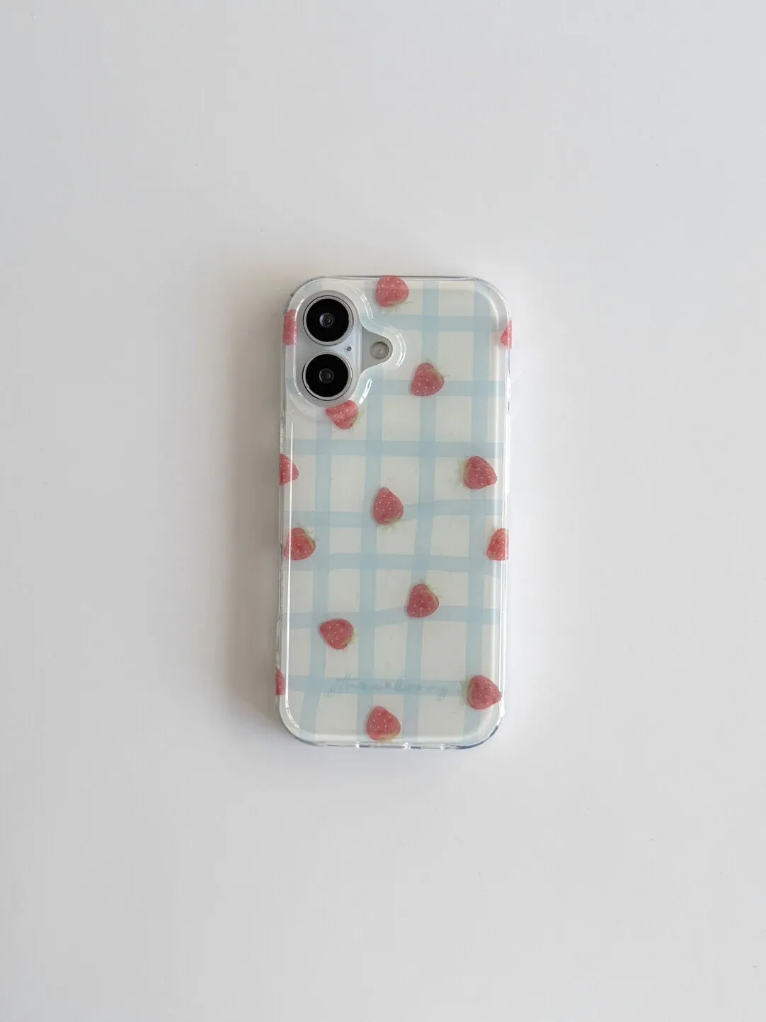 신선한 블루 그리드 패턴 딸기 디자인 고급 IMD 폰  - Phone Cases Blue 리뷰 및 가격