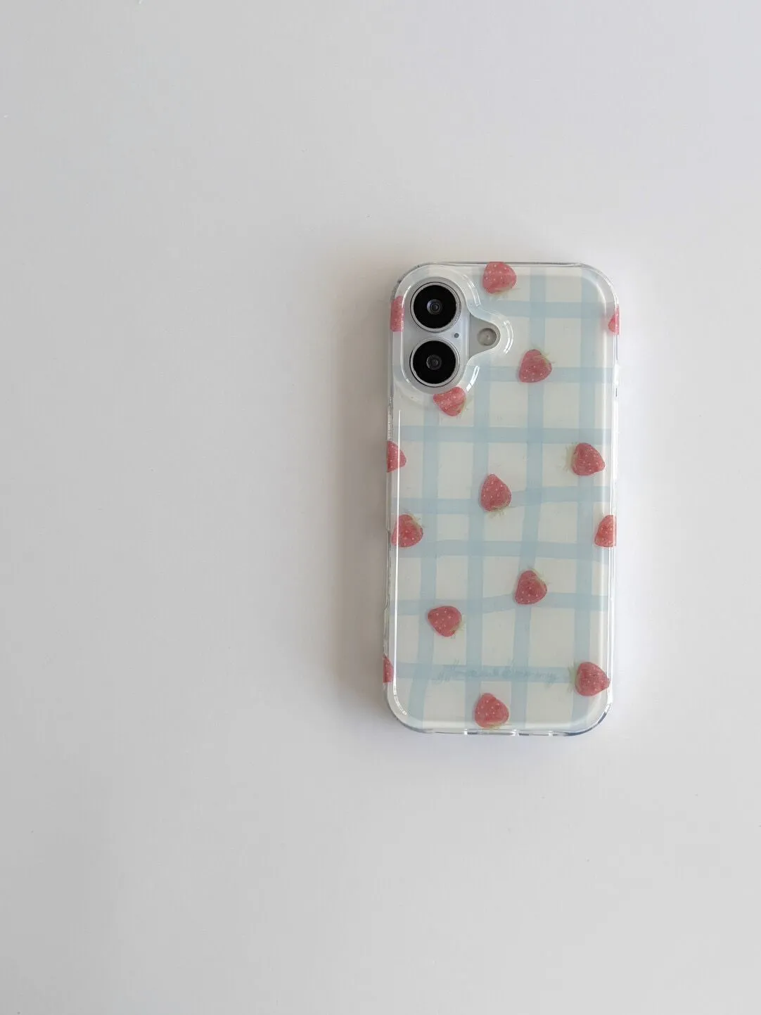 신선한 블루 그리드 패턴 딸기 디자인 고급 IMD 폰  - Phone Cases Blue 리뷰 및 가격