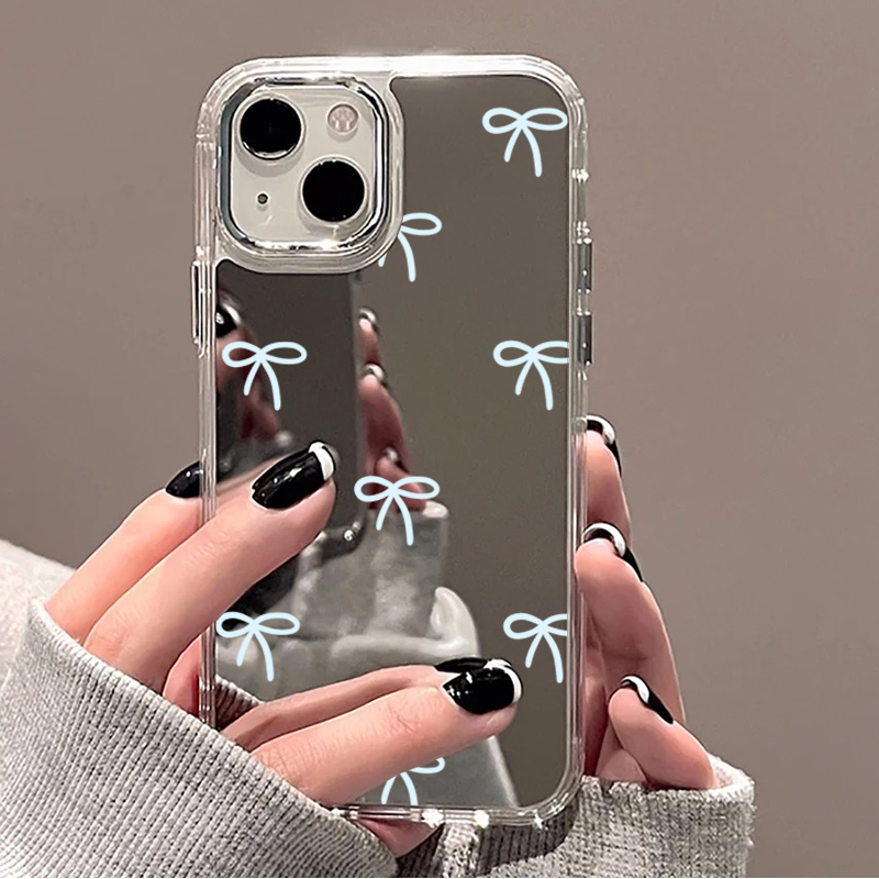 라이트 블루 보우 미러 폰 케이스 (아이폰 11, 12 - Phone Cases Blue 리뷰 및 가격