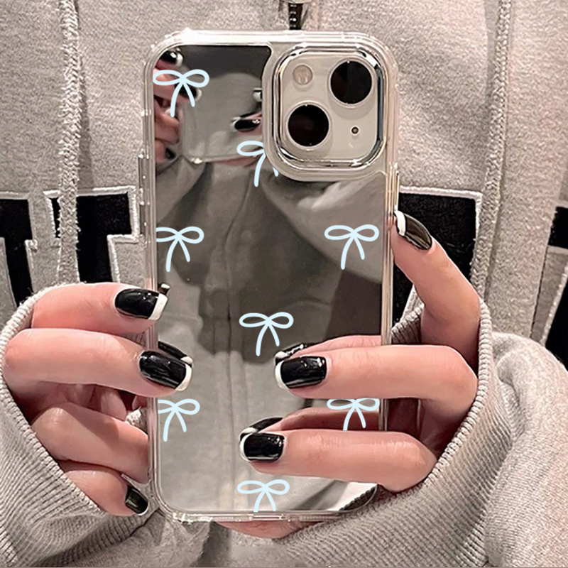라이트 블루 보우 미러 폰 케이스 (아이폰 11, 12 - Phone Cases Blue 리뷰 및 가격