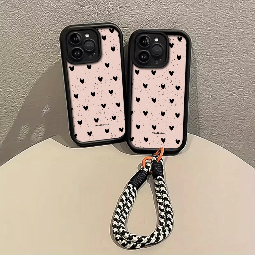 잉크 스플래터 블랙 하트 핸드 스트랩 폰 케이스 삼성  - Phone Cases With Loop 리뷰 및 가격