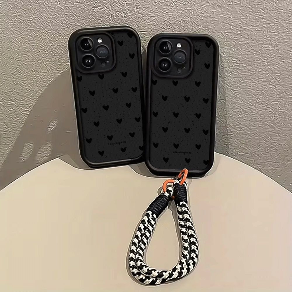잉크 스플래터 블랙 하트 핸드 스트랩 폰 케이스 삼성  - Phone Cases With Loop 리뷰 및 가격