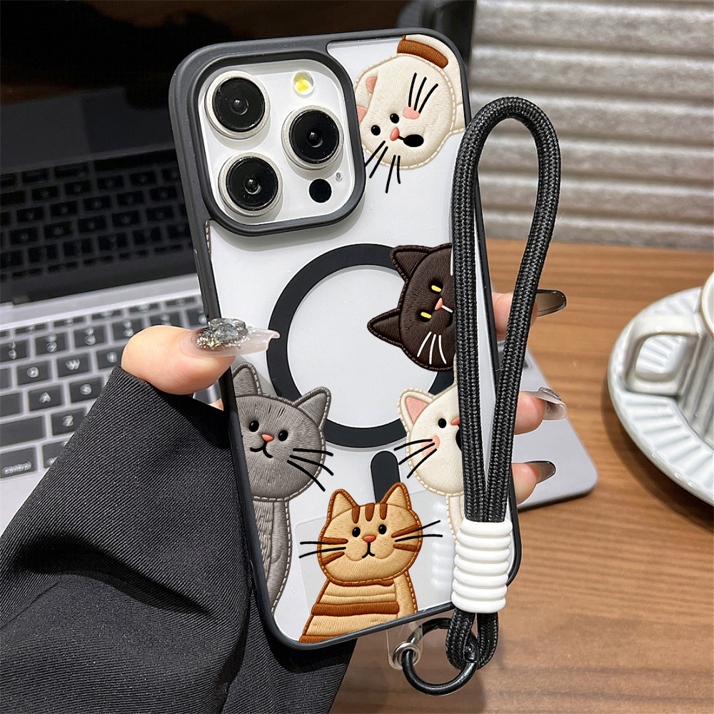귀여운 자수풍 고양이 디자인 아이폰 15 16 12 1 - Phone Cases Cute 리뷰 및 가격
