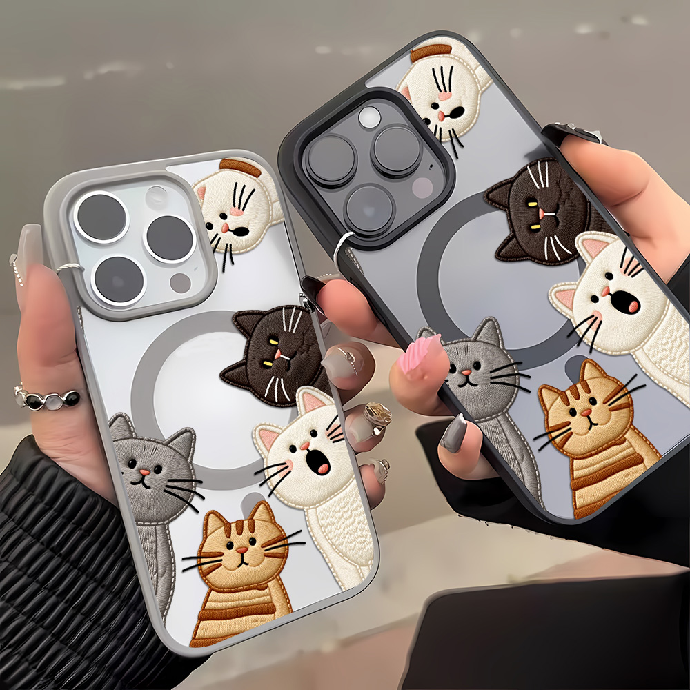귀여운 자수풍 고양이 디자인 아이폰 15 16 12 1 - Phone Cases Cute 리뷰 및 가격
