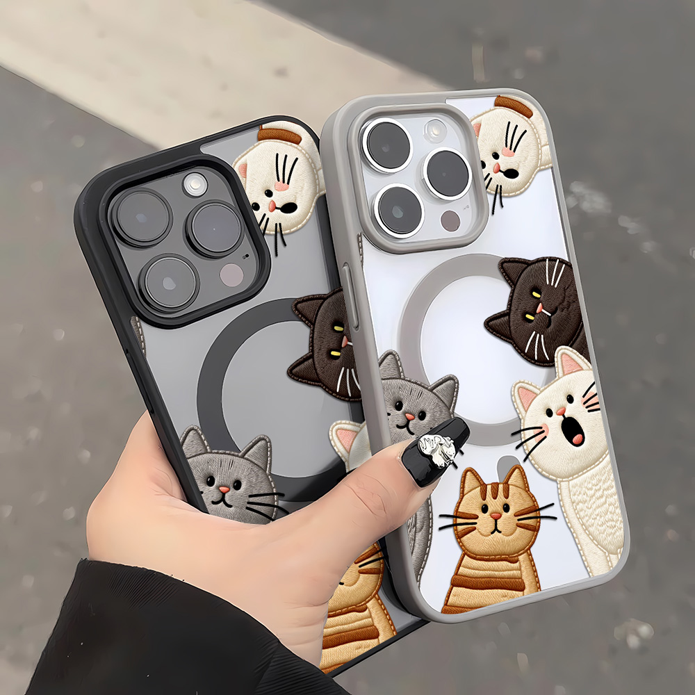 귀여운 자수풍 고양이 디자인 아이폰 15 16 12 1 - Phone Cases Cute 리뷰 및 가격