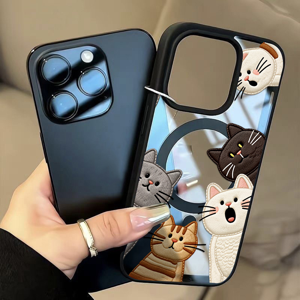 귀여운 자수풍 고양이 디자인 아이폰 15 16 12 1 - Phone Cases Cute 리뷰 및 가격
